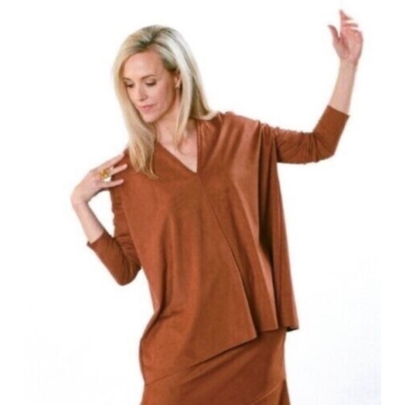 bryn Walker Tops - NWT New Bryn Walker Long Sleeve Baxter Top in Seqouia Faux Suede Size XS